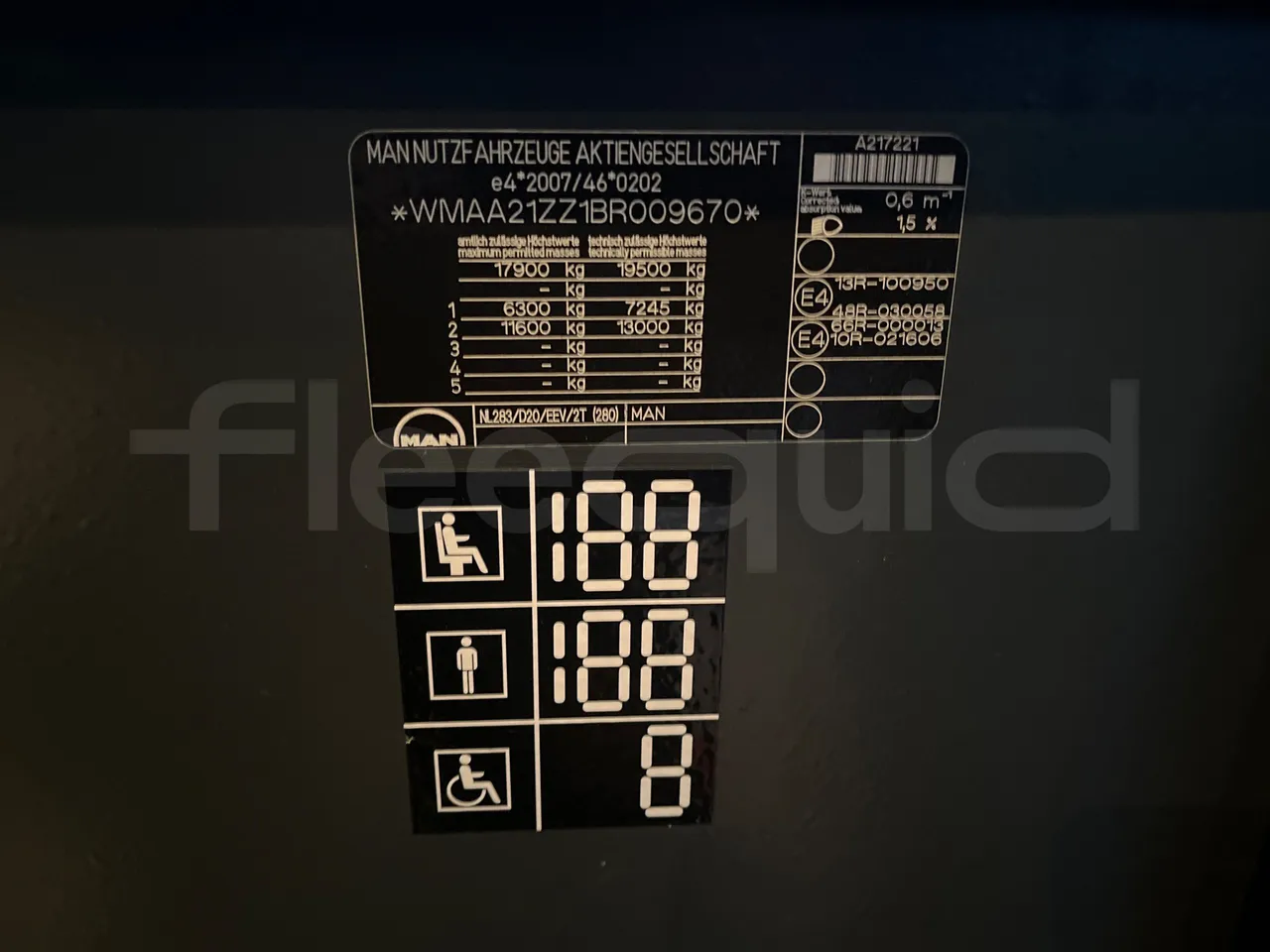 Man Lion's City A21 - EUR5 - 206kW - 11.980m - vehicle plate photo