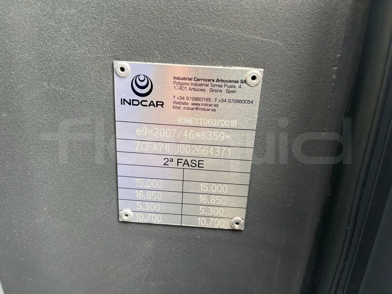 Iveco Indcar Next - EUR6 - 185kW - 9.390m - vehicle plate photo