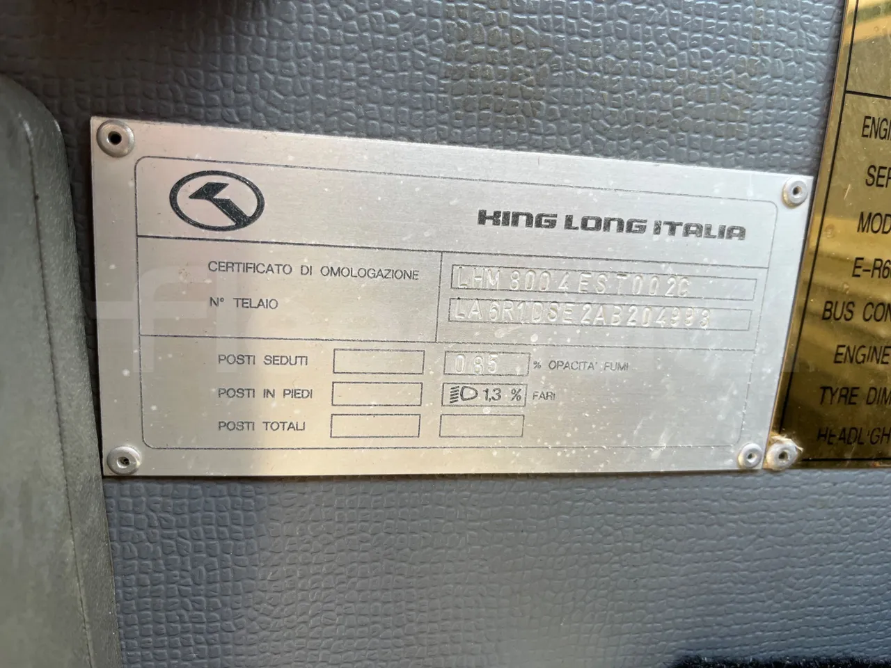King Long XMQ6900 XMQ6900-3/ Euro 5 - 178Kw - 8,995 Mt - chassis VIN photo