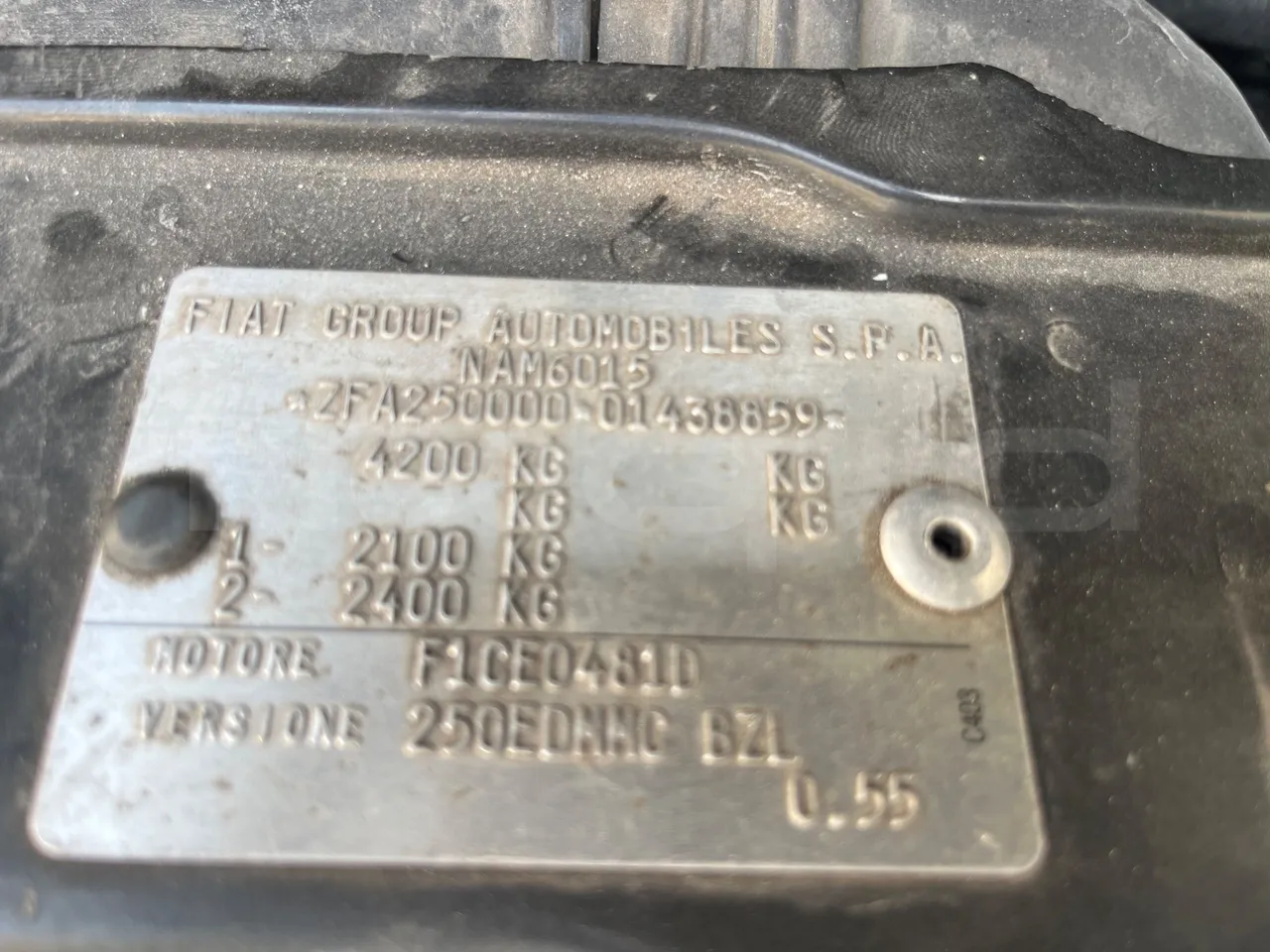 Fiat Ducato - vehicle plate photo