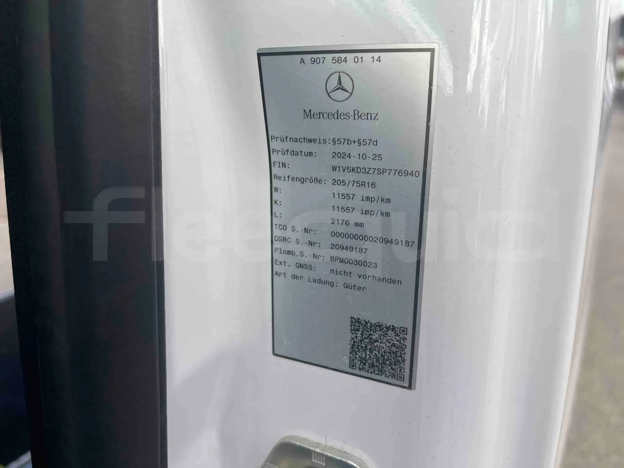 Mercedes-Benz Sprinter - Vehicle Plate