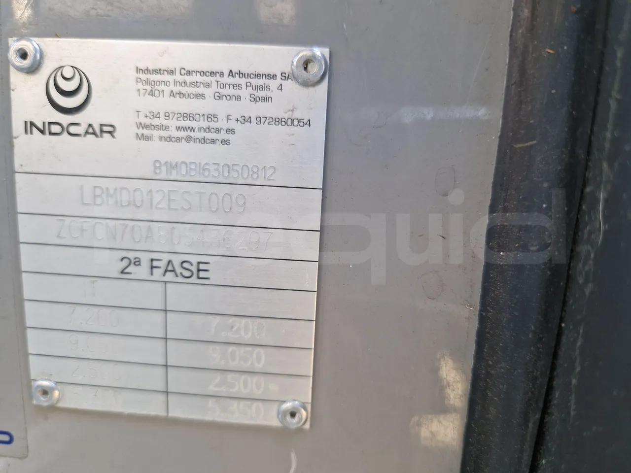Iveco Indcar WGIVMY11 MOBI SCUOLABUS - EUR6 - 100Kw - 8,592m - chassis VIN photo (mandatory  for bus to scrap)