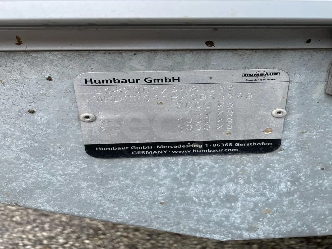 Humbaur HN 204121 Trailer - Euro0 - kW0 - 5.793mt - chassis VIN photo