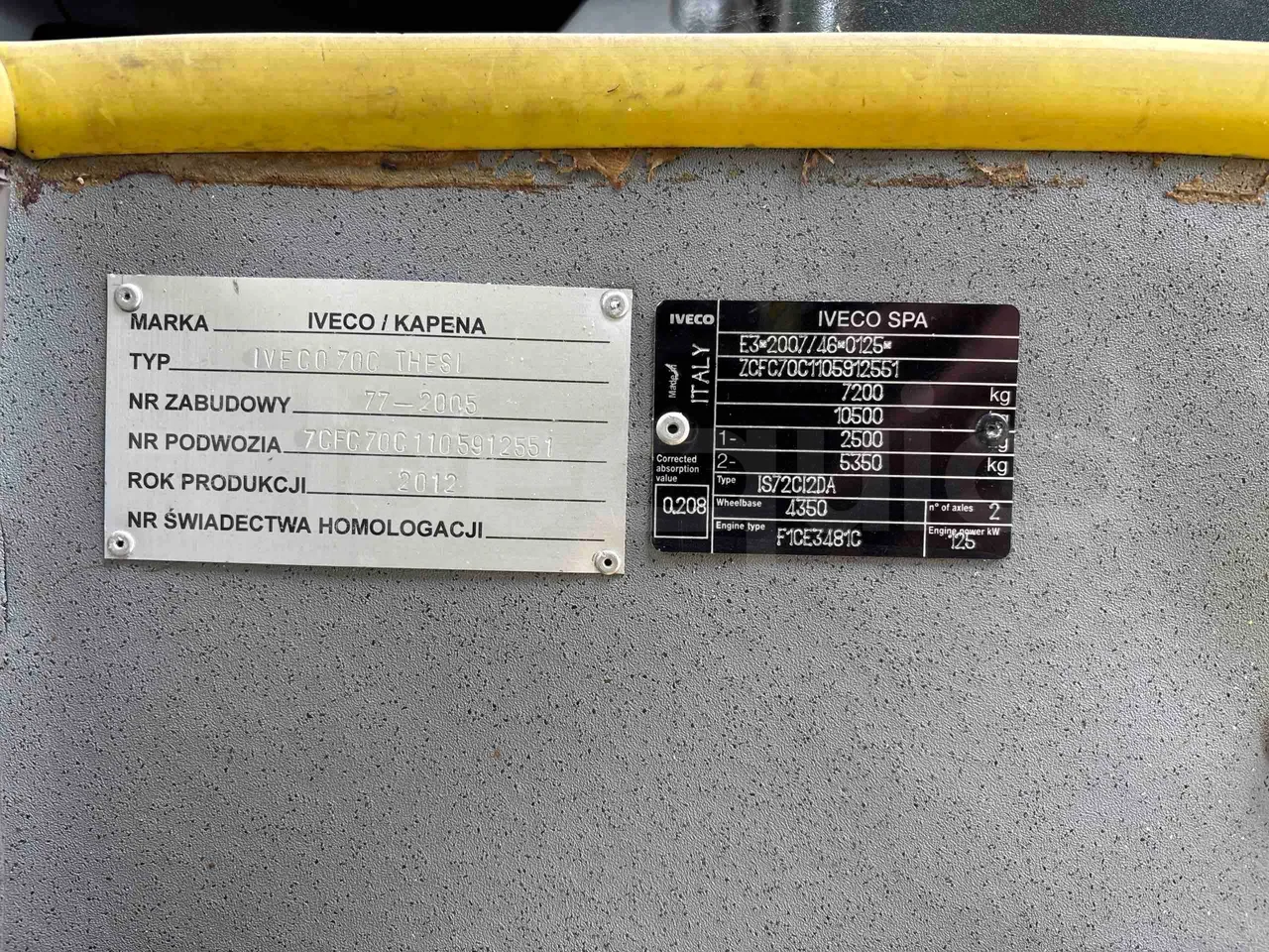 Iveco Daily 65C - Euro5 - 125kW - 7.510mt - vehicle plate photo