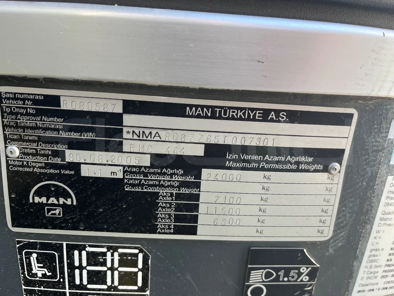 Man LIONS COACH L LION’S COACH L - Euro4 - 338kW - 13.901mt - vehicle plate photo