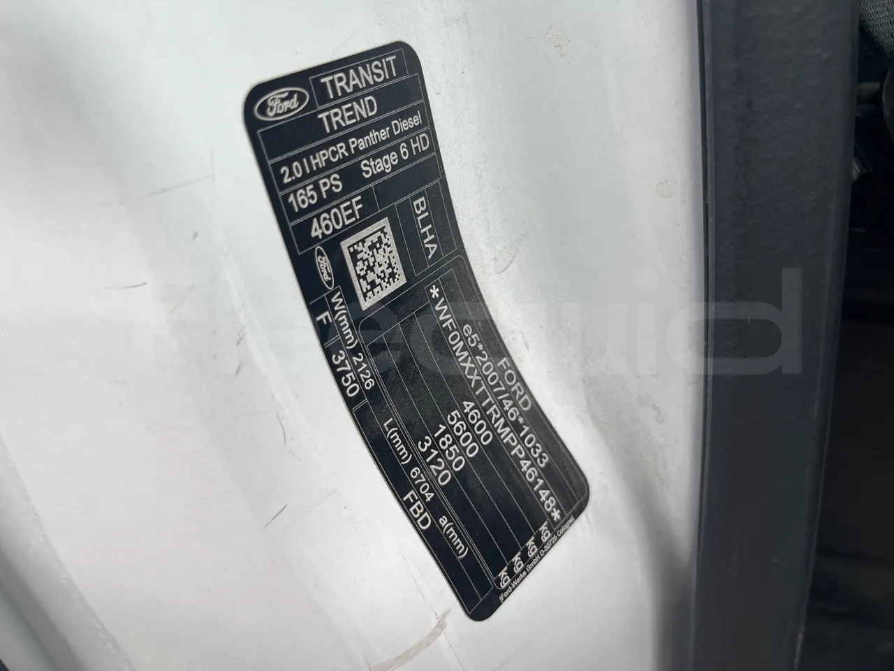 Ford Transit FBD - Euro 6 - 125 kW - 6.704 mt - vehicle plate photo