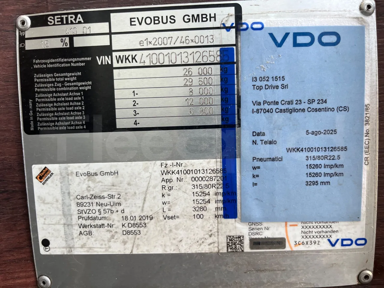 Setra S 531 DT S 531 DT/ Euro 6 - 375 KW - 14 Mt - chassis VIN photo