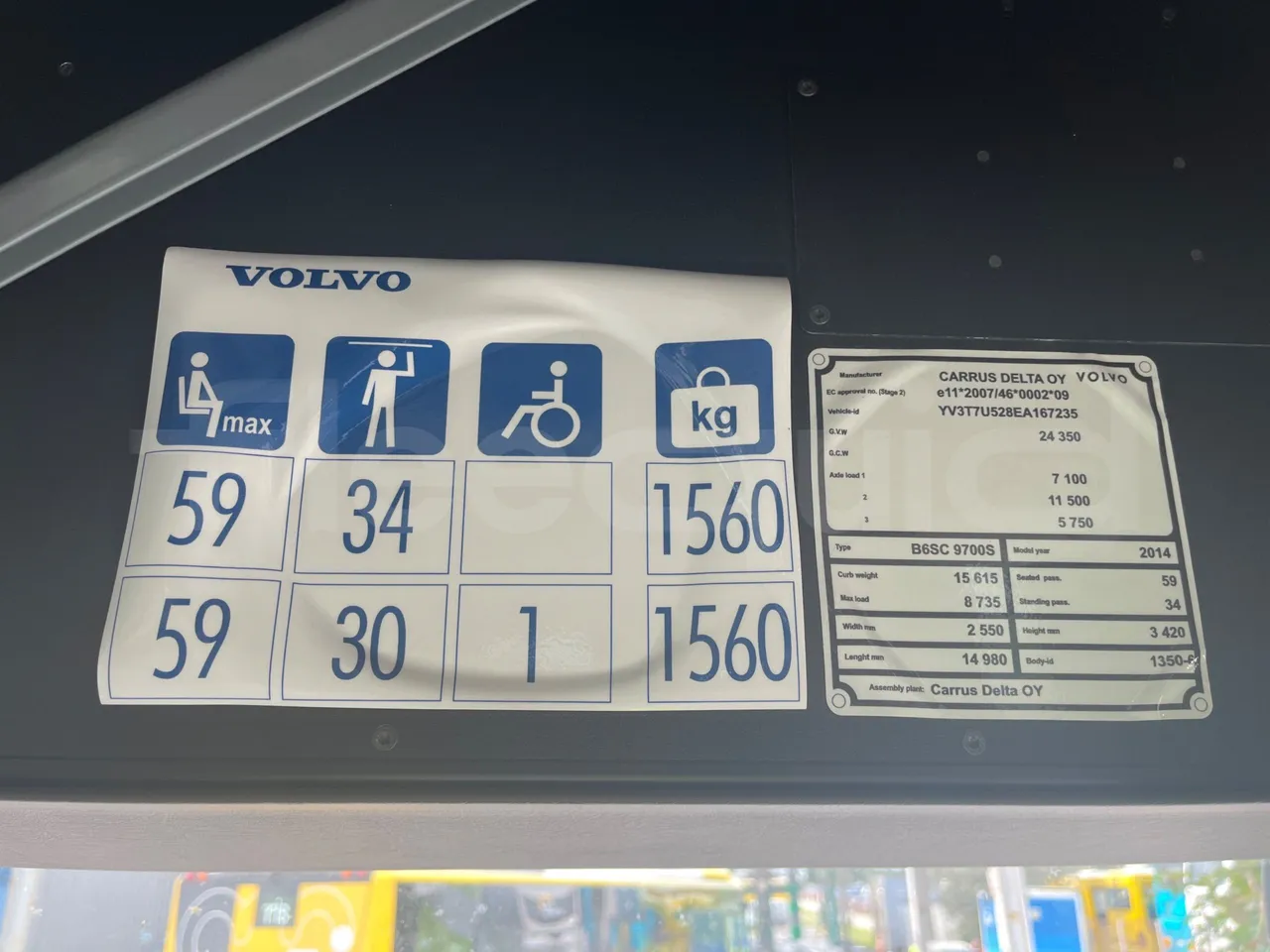 Volvo 9700-B8R B6SC 9700S - Euro 6 - 240 kW - 14.980 mt - seat plate photo