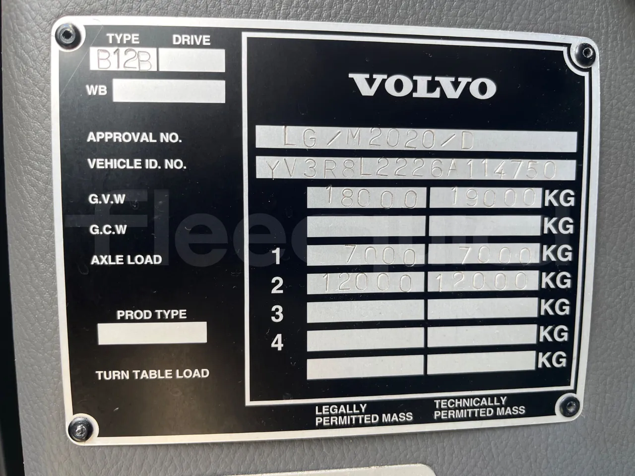 Volvo Barbi Genesis B12B - EUR4 - 309kW - 12.230m - vehicle plate photo