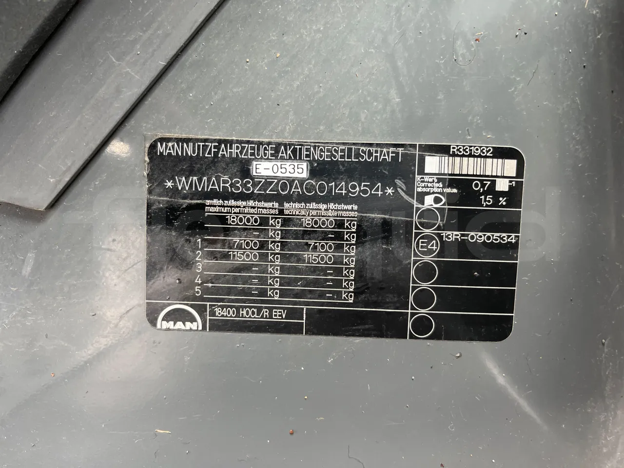 Irizar PB Man Ratio R33/18400 - Euro 5 - 294 kW - 12.200 mt - vehicle plate photo