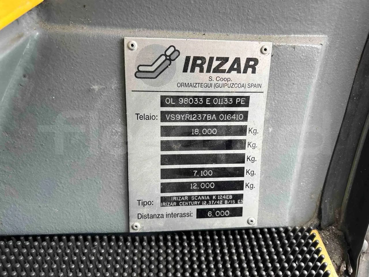 Irizar Scania - vehicle plate photo