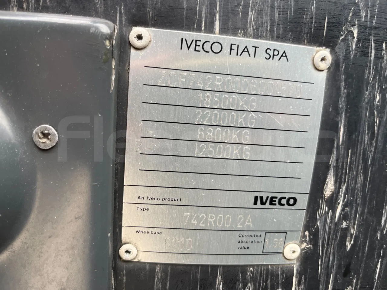 Iveco Fiat 380E 1238 HD TR55 - Euro 2 - 276 KW - 12 mt - chassis VIN photo