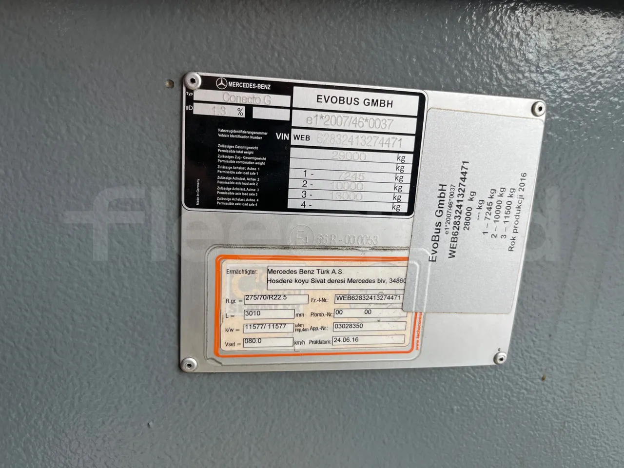 Mercedes-Benz Conecto 628B02 -EUR6 - 265kW -18m - vehicle plate photo