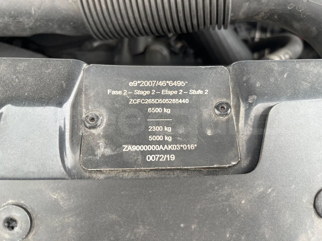 Iveco Daily A65C18 - Euro6 - 132kW - 7.498mt - vehicle plate photo