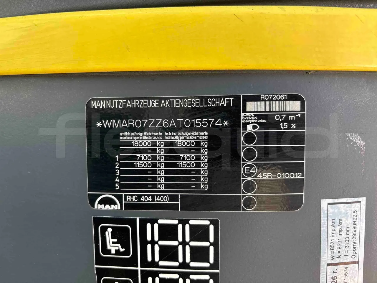 Man Lion's Coach B.2007 - EUR5 - 294kW - 12.000m - vehicle plate photo