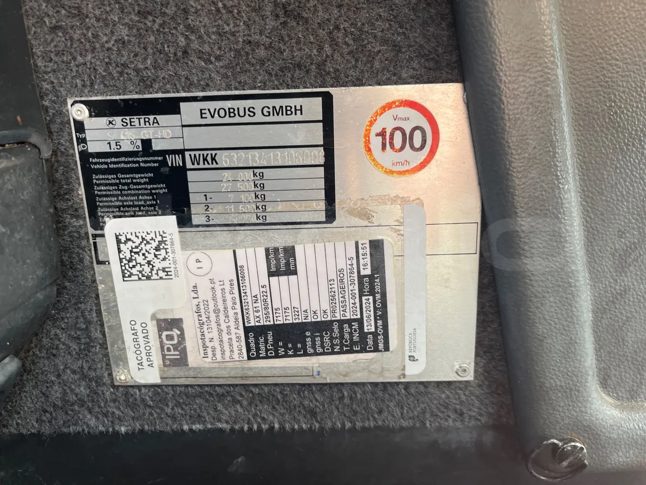 Setra S416 GT-HD - Euro5 - 315kW - 13mt - vehicle plate photo