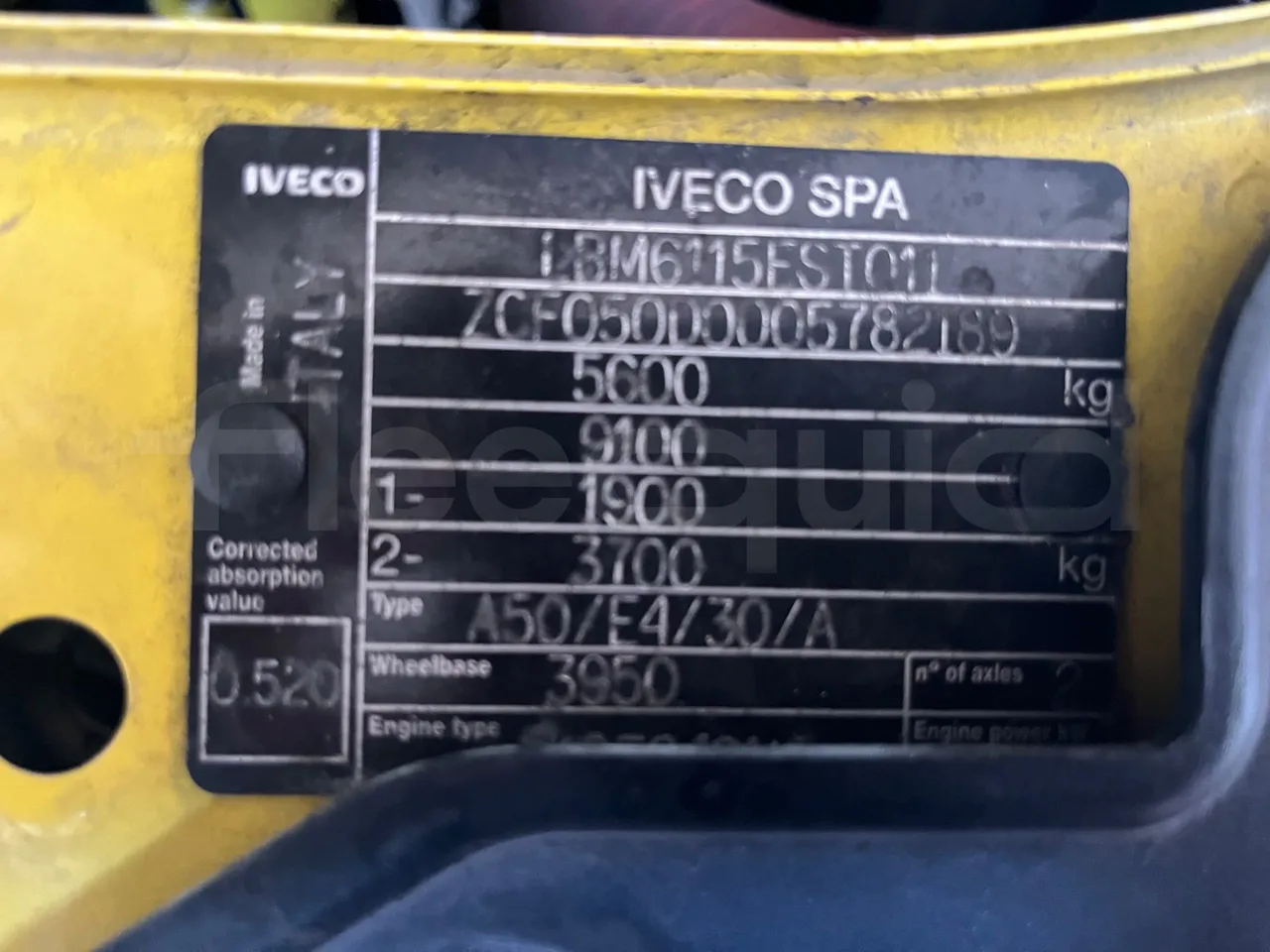 Iveco A50 A50-E4-21-B/ Euro 4 - 130 Kw - 6,948 Mt - chassis VIN photo