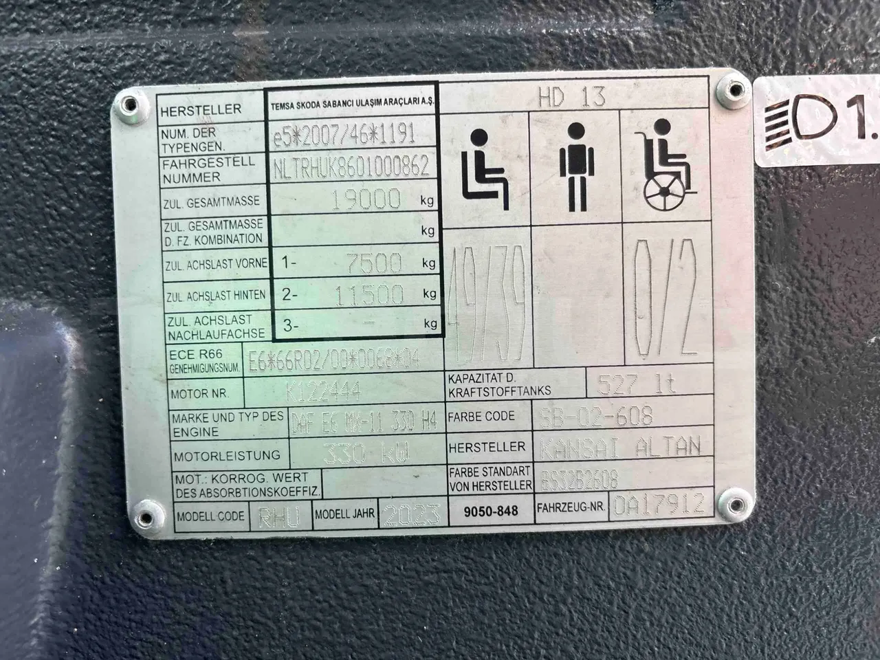 Temsa Safari - vehicle plate photo