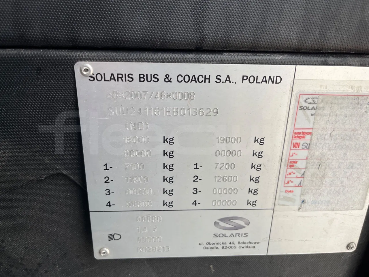 Solaris Urbino 12 - Euro6 - 240kW - 12mt - chassis VIN photo