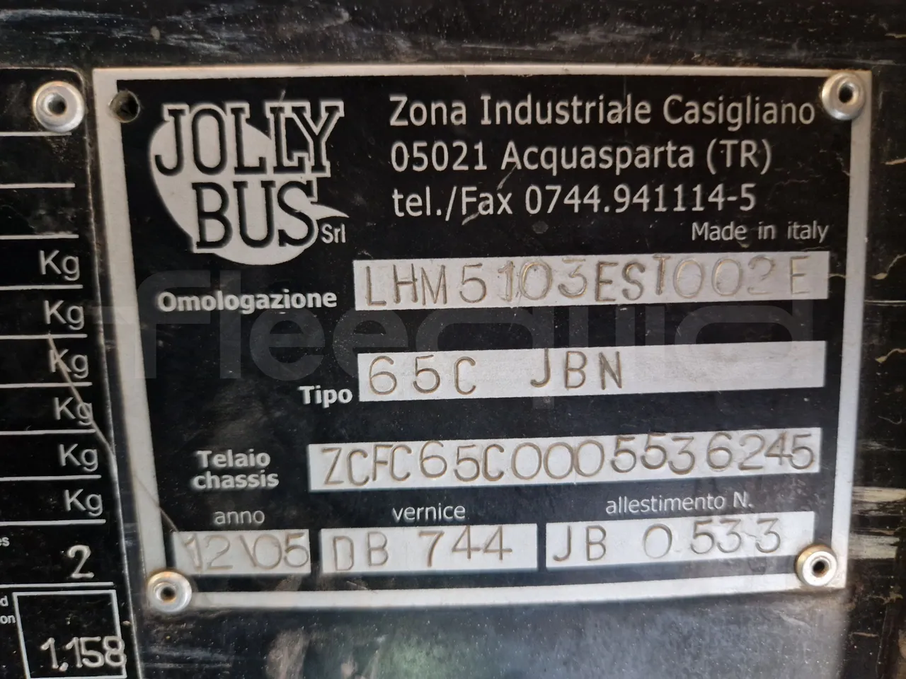 Iveco 65C15/70 JB - chassis VIN photo