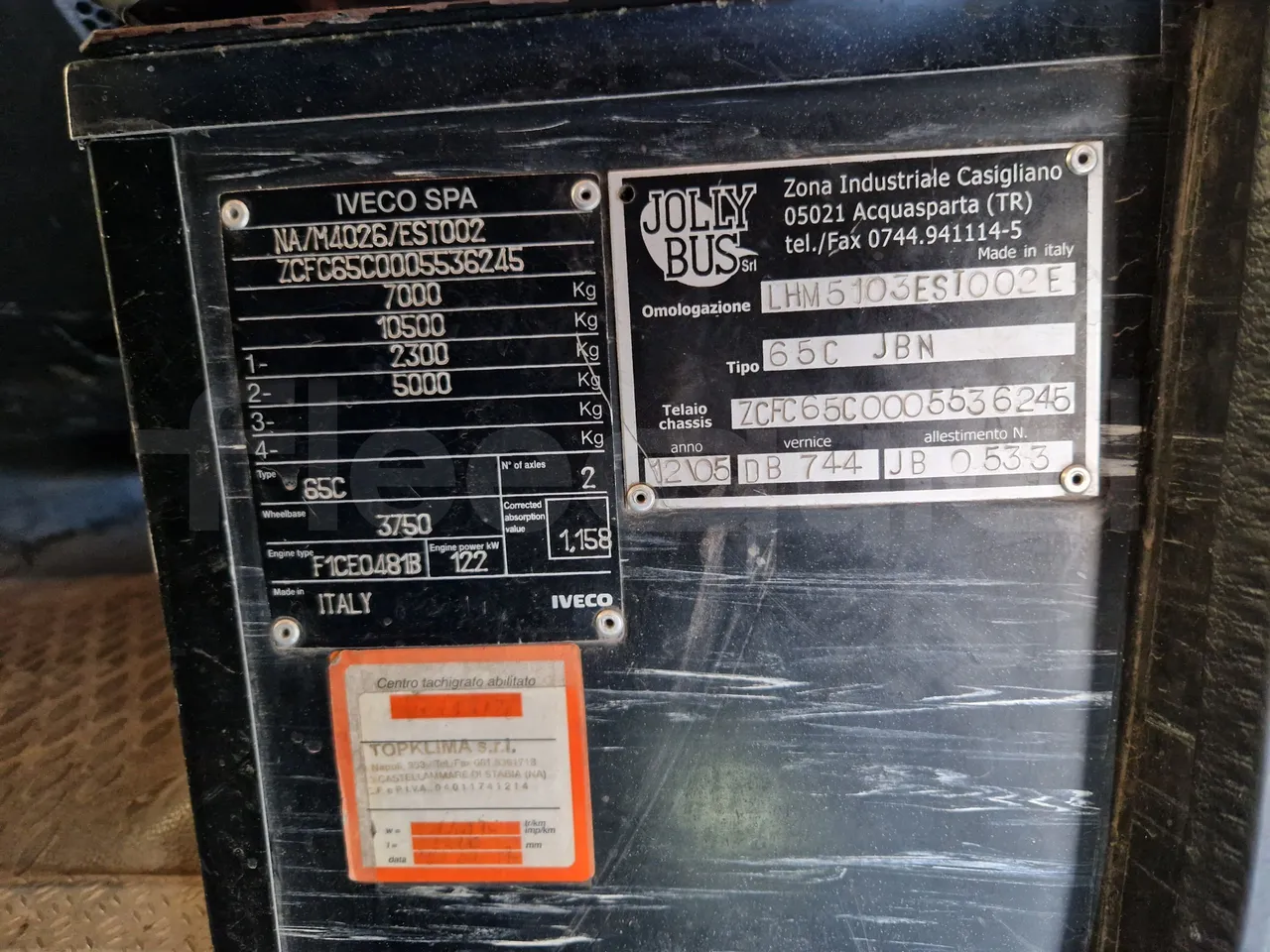 Iveco 65C15/70 JB - vehicle plate photo