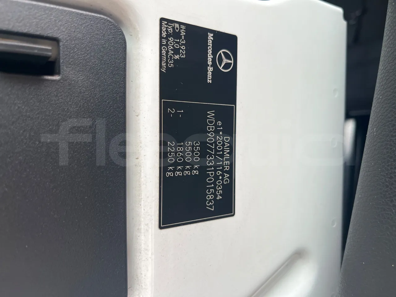 Mercedes-Benz Sprinter 906AC35 - EUR6 - 105kW - 5.932m - vehicle plate photo