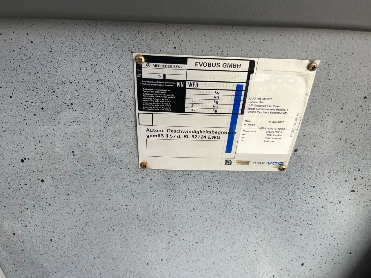 Mercedes-Benz Citaro O 530/2PCL2E4 - Euro 4 - 210 kW - 11,950 mt - vehicle plate photo