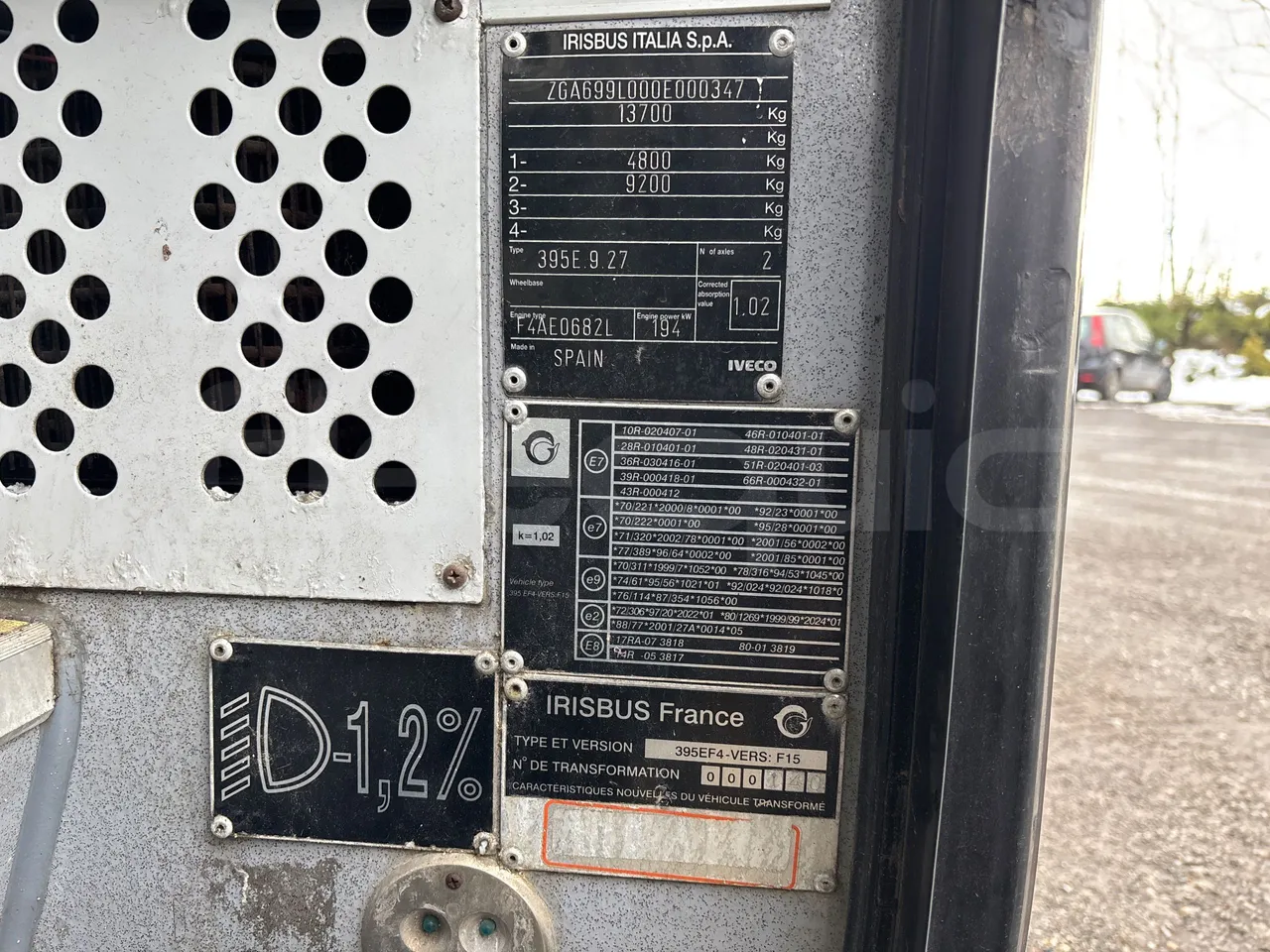 Irisbus Midys 395E.9.27 - EURO4 - 194kW - 9,60m - vehicle plate photo