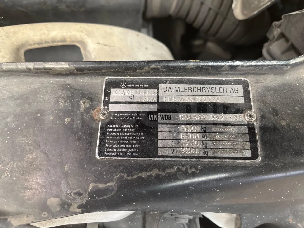 Mercedes-Benz Sprinter 416CD - EUR3 - 115kW - 6.595m - chassis VIN photo (mandatory  for bus to scrap)