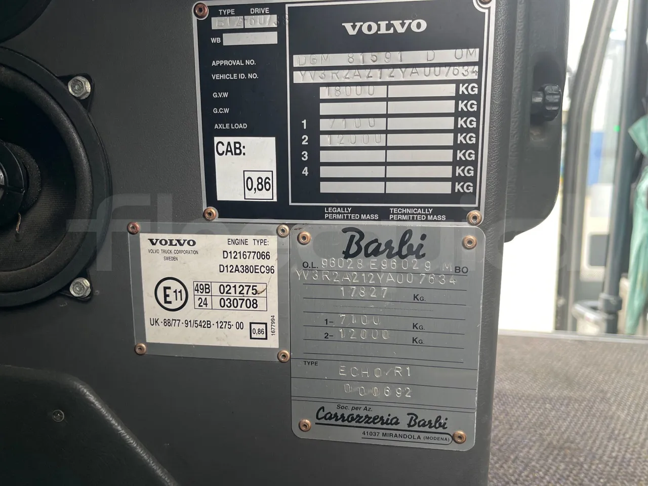Volvo Barbi Echo B12 60/38 - EUR2 - 279kW - 12m - chassis VIN photo