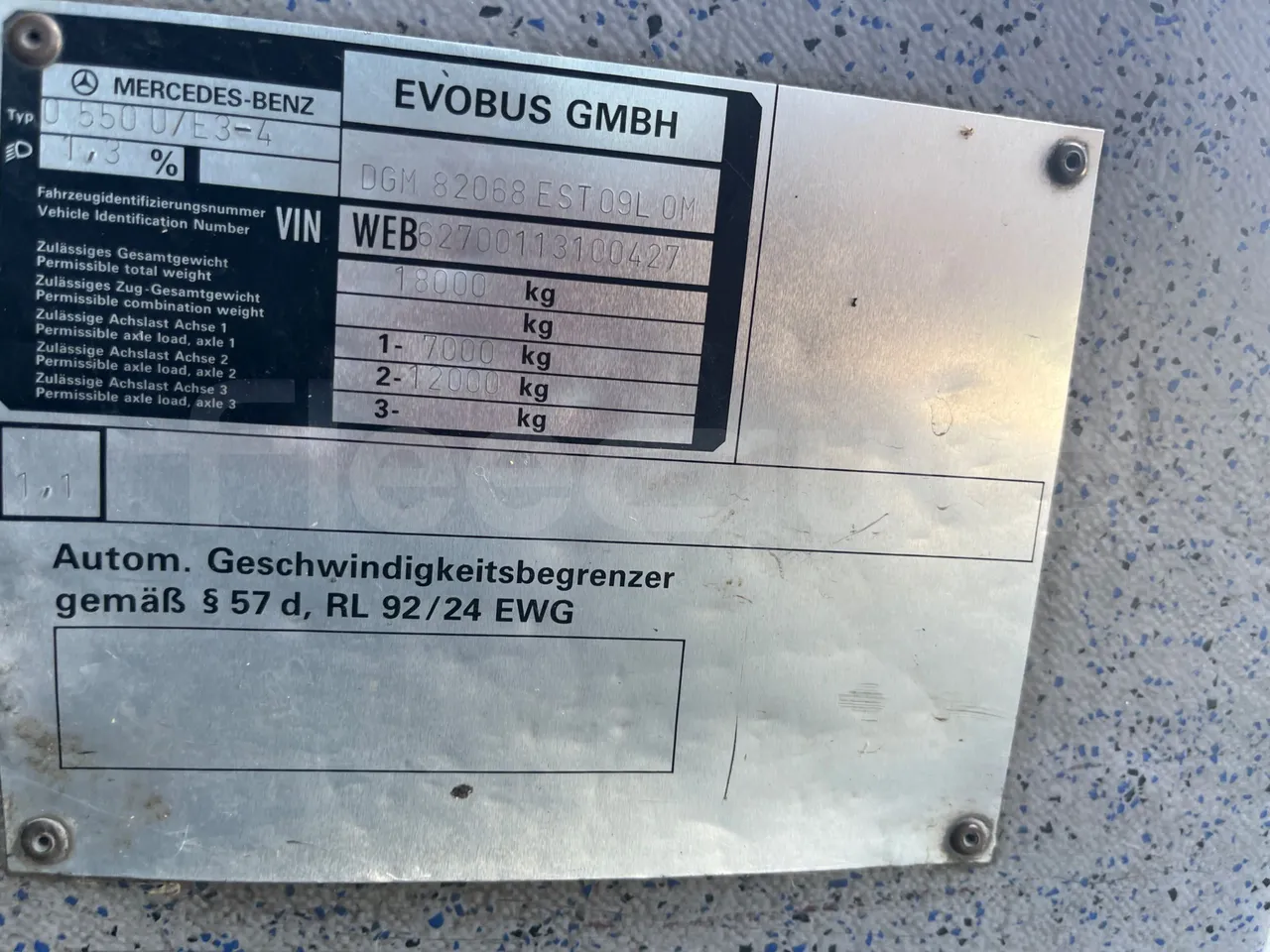 Mercedes-Benz Integro 0550-EUR3-220kW-12m - chassis VIN photo (mandatory for bus to scrap)