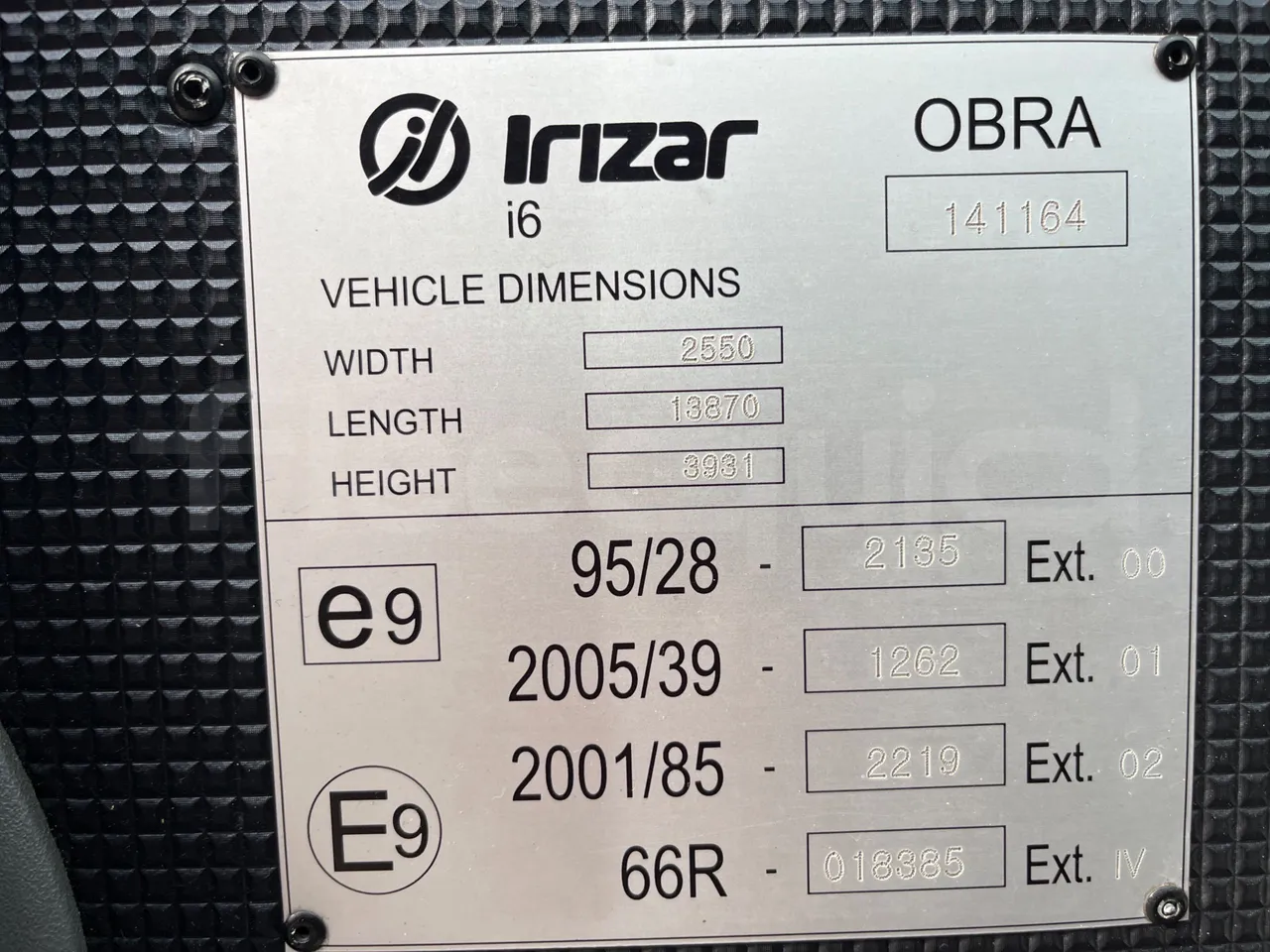 Irizar i6 14.37/480 - EUR5 - 353kW - 13.870m - chassis VIN photo