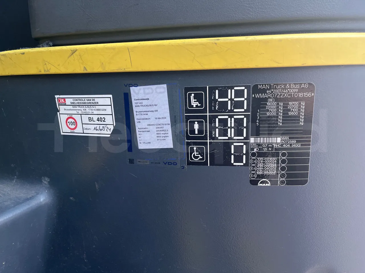 Man Lion's Coach B.2007 - EUR5 - 294kW - 12.000m - vehicle plate photo