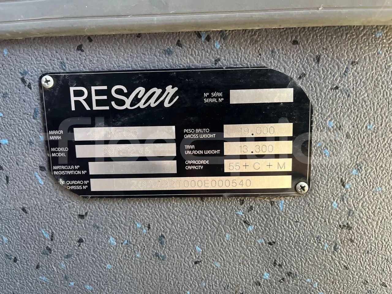 Iveco 397E 397E12.45 - Euro4 - 331kW - 12.850mt - vehicle plate photo