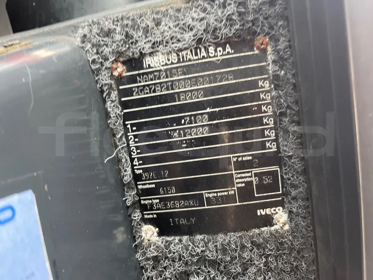 Irisbus 397E.12 397E.12 - Euro5 - 331kW -  12.410mt - vehicle plate photo