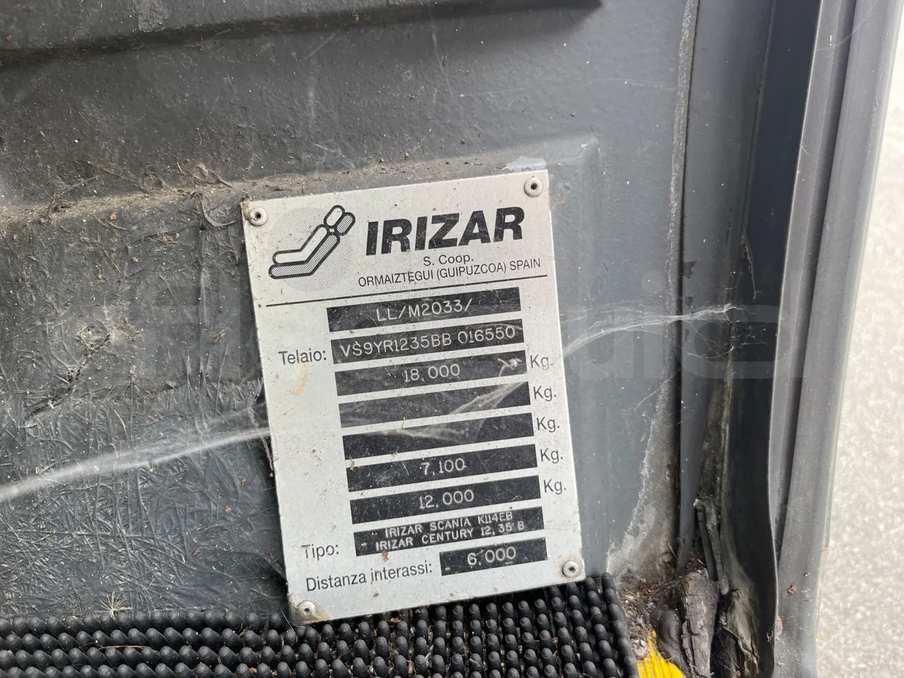 Scania Irizar Century K114EB - Euro3 - 280kW - 12mt - chassis VIN photo