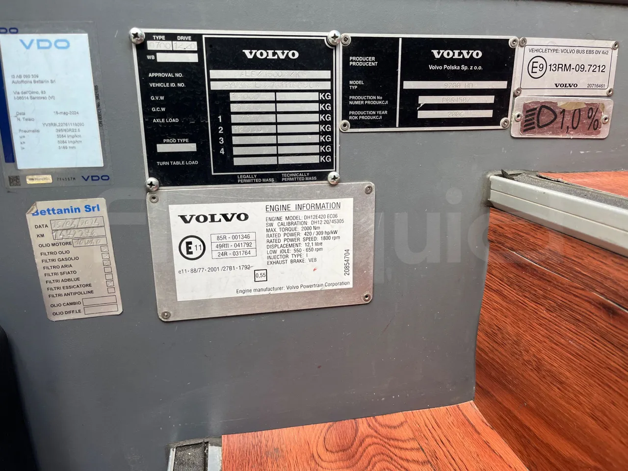 Volvo 9700 4X2 HDH - EUR4 - 309kW - 12.2m - chassis VIN photo