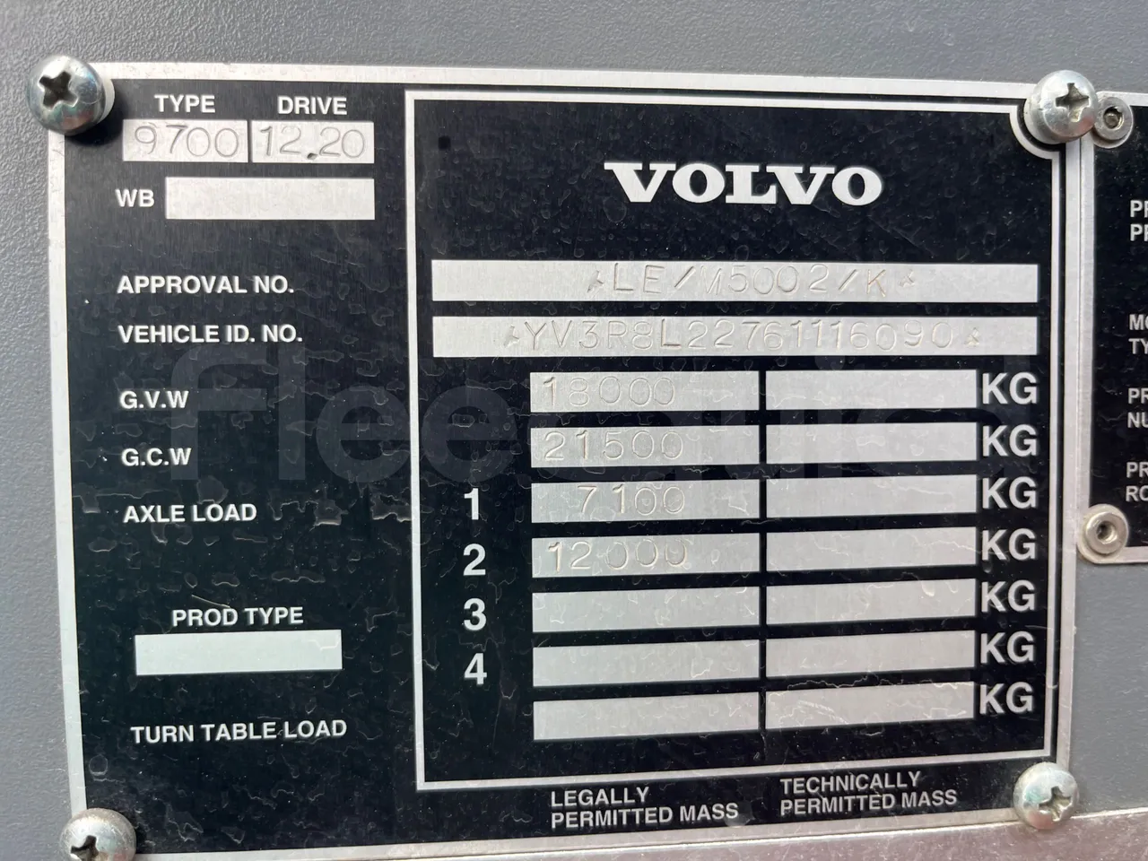 Volvo 9700 4X2 HDH - EUR4 - 309kW - 12.2m - vehicle plate photo