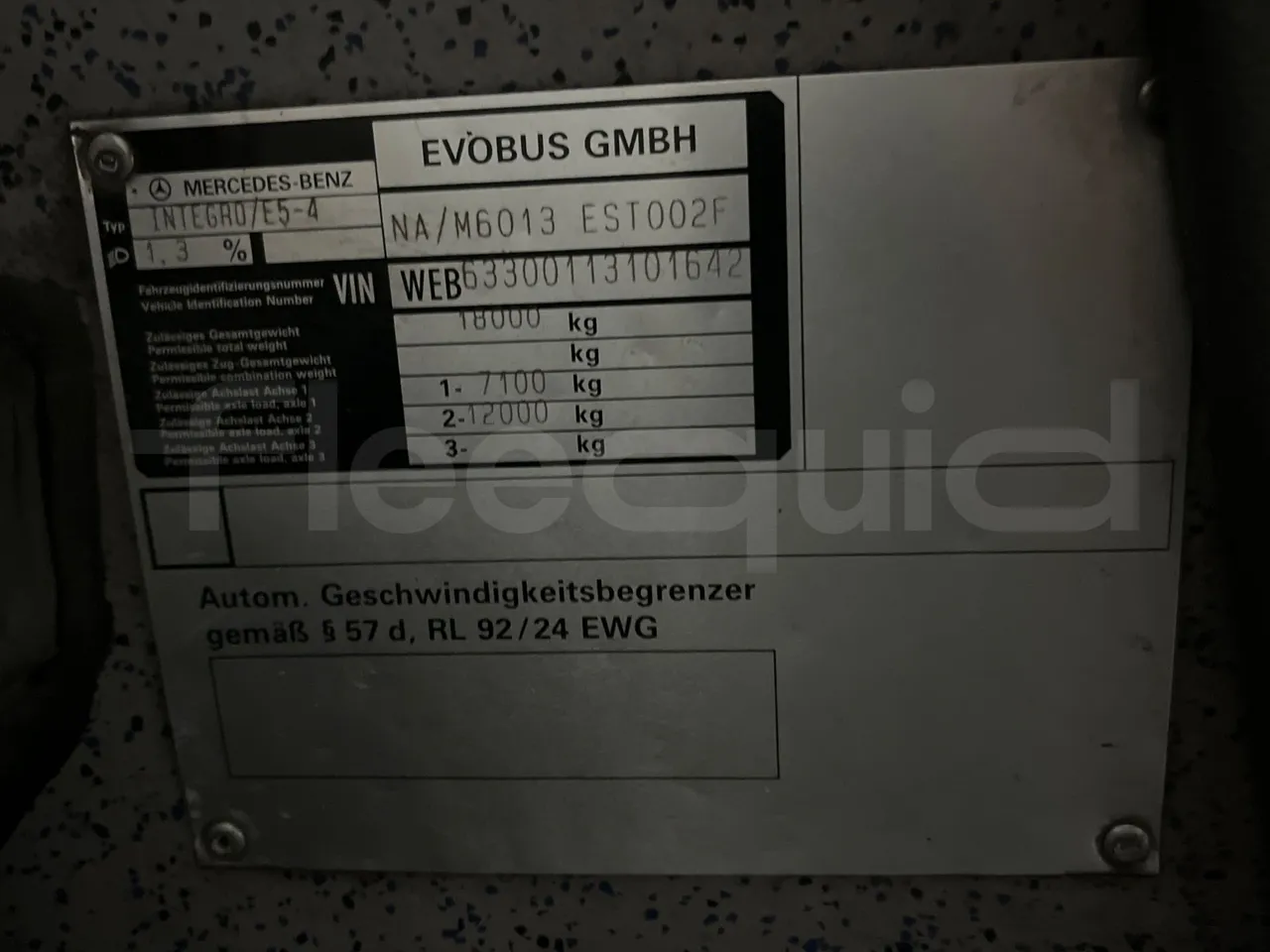 Mercedes-Benz Integro E5 4 - Euro5 - 220kW - 12.140mt - chassis VIN photo