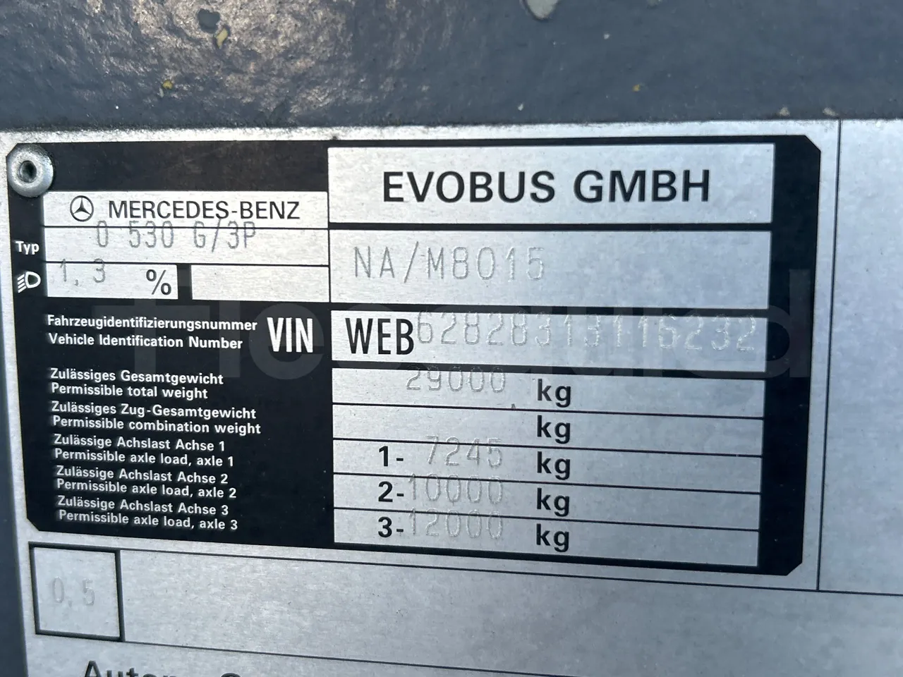 Mercedes-Benz O 530 G- 3P - Euro5 - 260kW - 17.940mt - vehicle plate photo