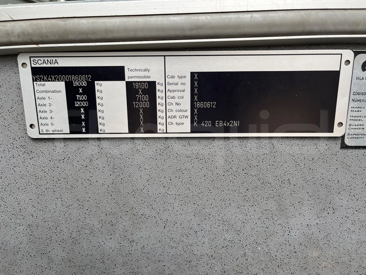 Scania Atomic K 420 EB 4X2 - Euro 4 - 309kW - 13 mt - vehicle plate photo
