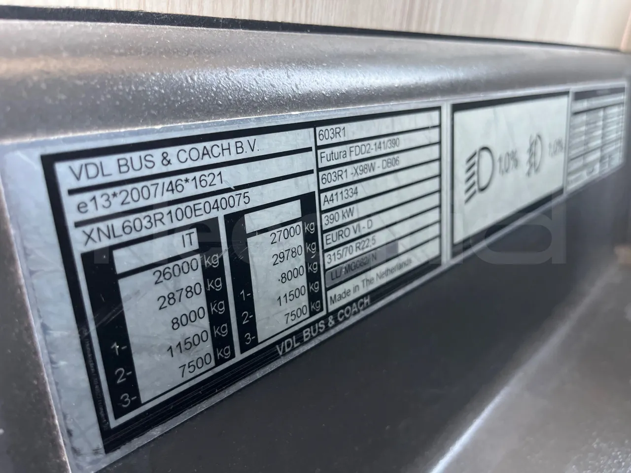 Vdl Futura - vehicle plate photo