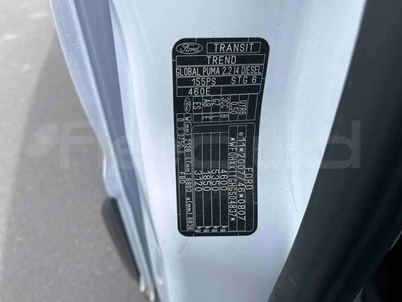 Ford Transit - vehicle plate photo
