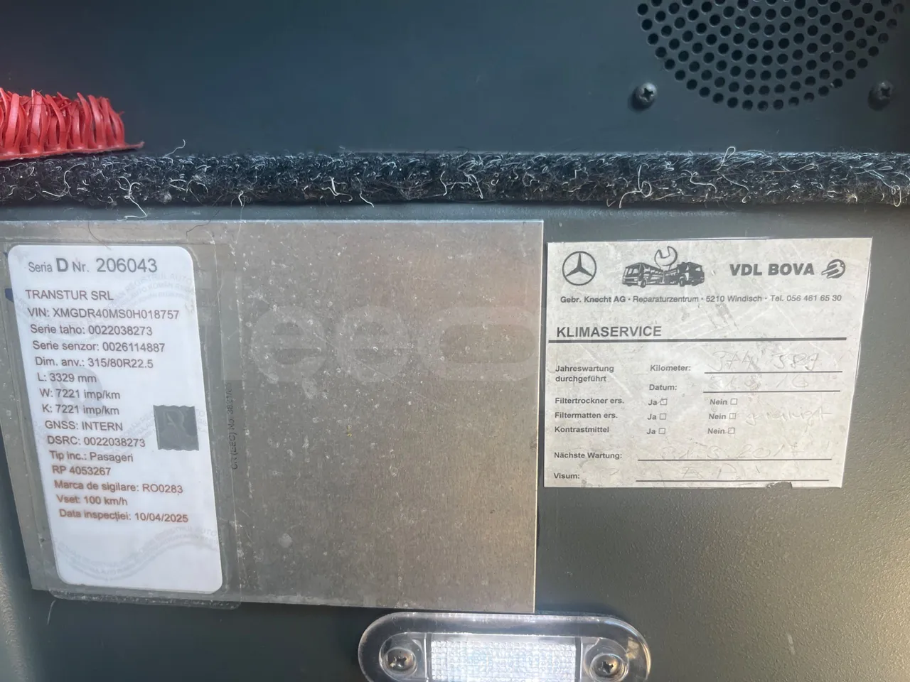 VDL SB4000 SB4000/ Euro 5 - 340 Kw - 13,258 Mt - chassis VIN photo (mandatory  for bus to scrap)