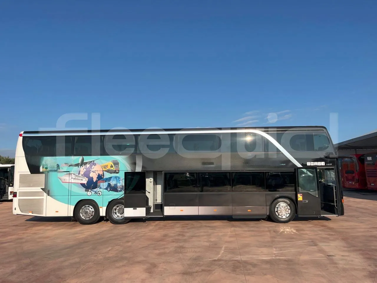 Setra S431 DT - EUR6 - 375kW - 13.89m - right side doors open