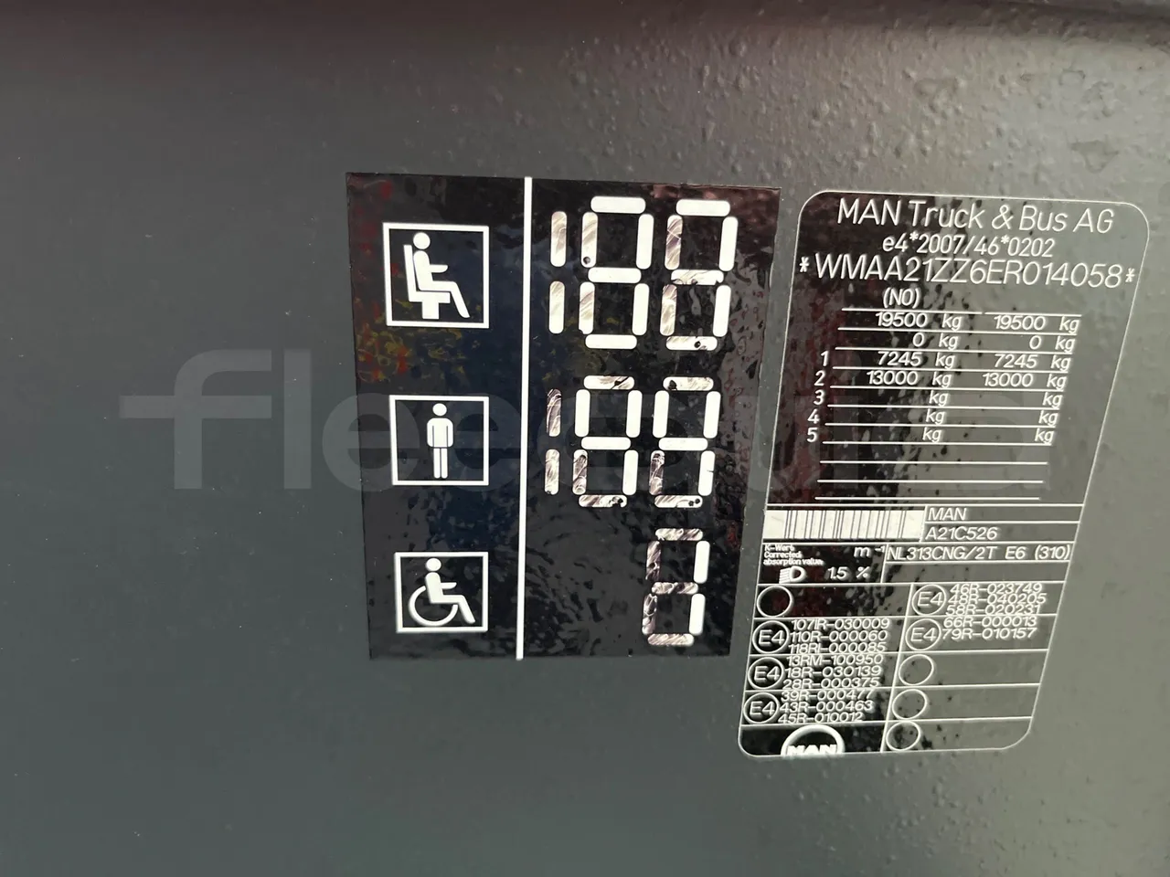 Man Lion's City B.2007.46 - Euro6 - 228kW - 11.980mt - seat plate photo