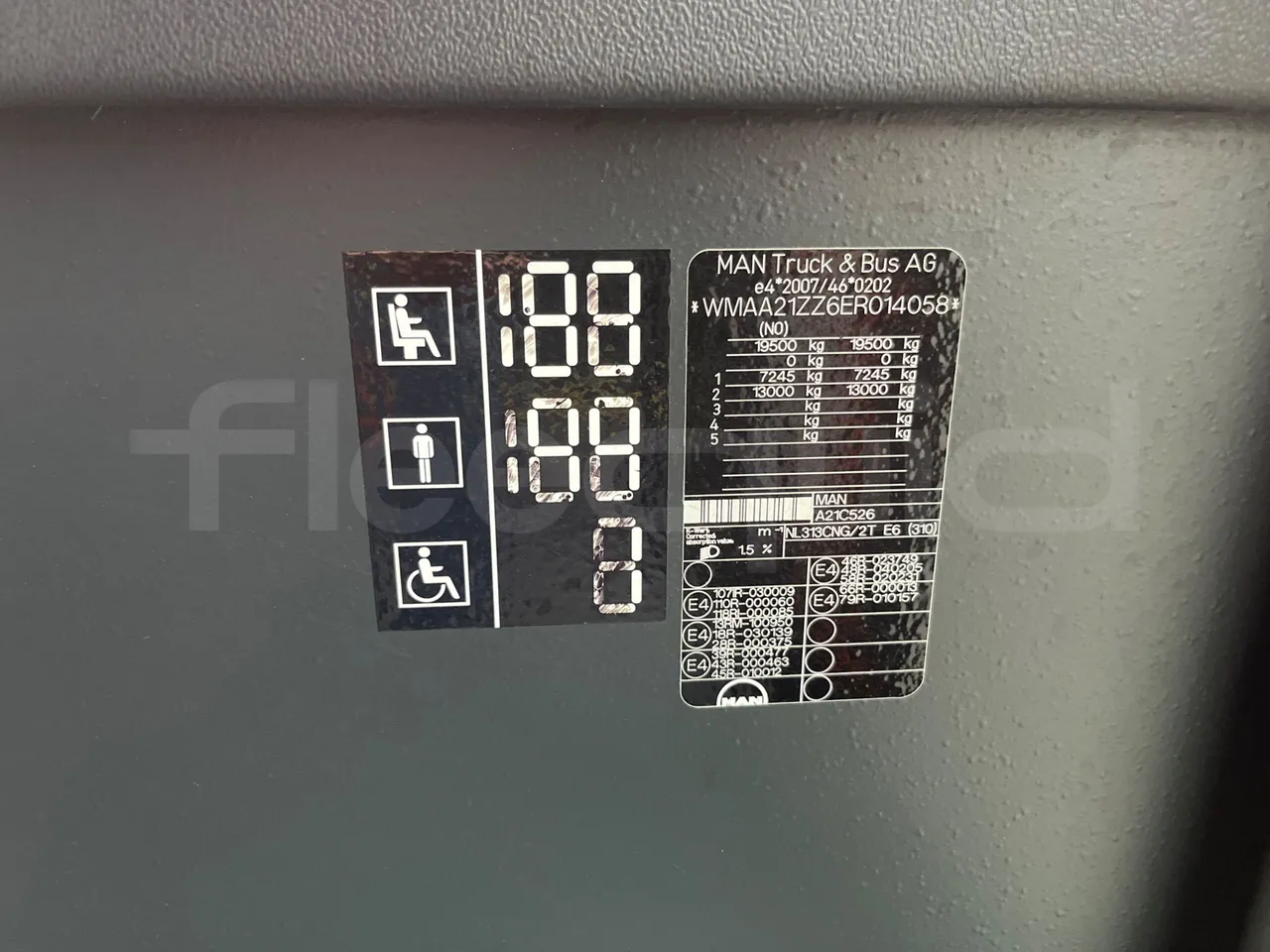 Man Lion's City B.2007.46 - Euro6 - 228kW - 11.980mt - vehicle plate photo