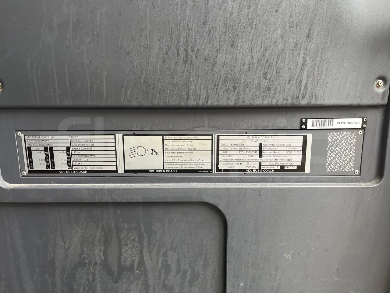 Vdl Citea LLE-120/255 405E1 - Euro6 - 182kW - 11.980mt - vehicle plate photo