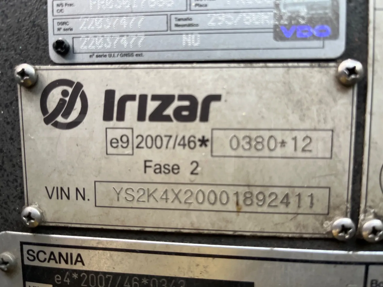 Scania Irizar i4H 11.48 - Euro6 - 302kW - 11.480mt - chassis VIN photo