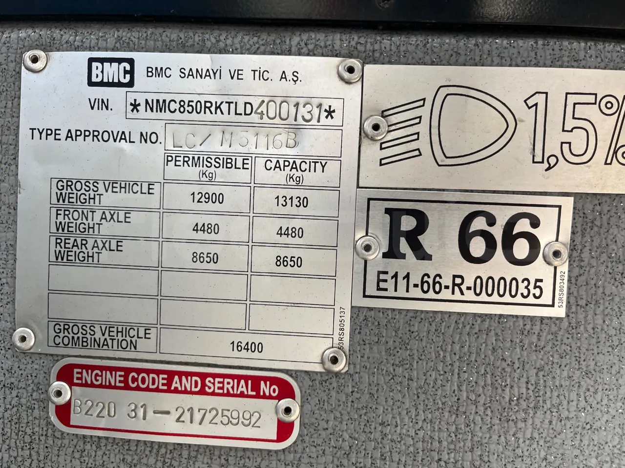 Bmc PROBUS TBX 850var.1vers.B -EUR3 -162kW -8.856m - gearbox plate photo